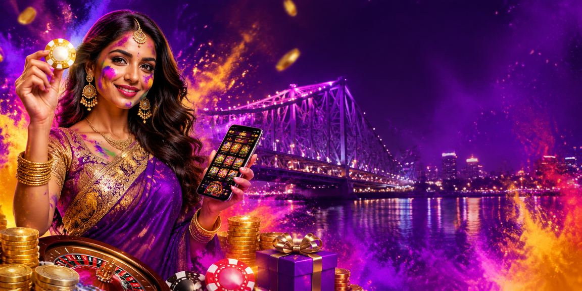 VIP player enjoying mobile casino during Holi festival in Kolkata